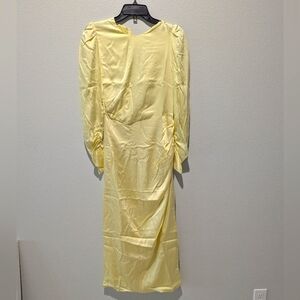 Zimmermann Ruched Lemon Sheath Dress with Ruched Sleeves